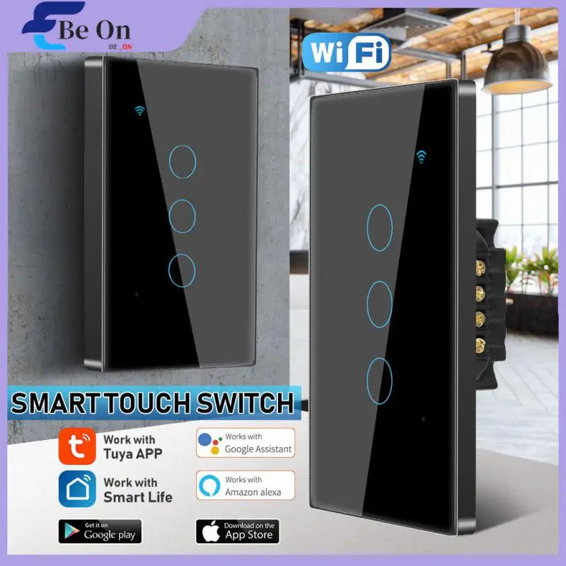 

Voice Control Neutral Wire Single Fire Switch Three Control Methods Easy Setting Up Light Wall Button Smart Home Touch Switch