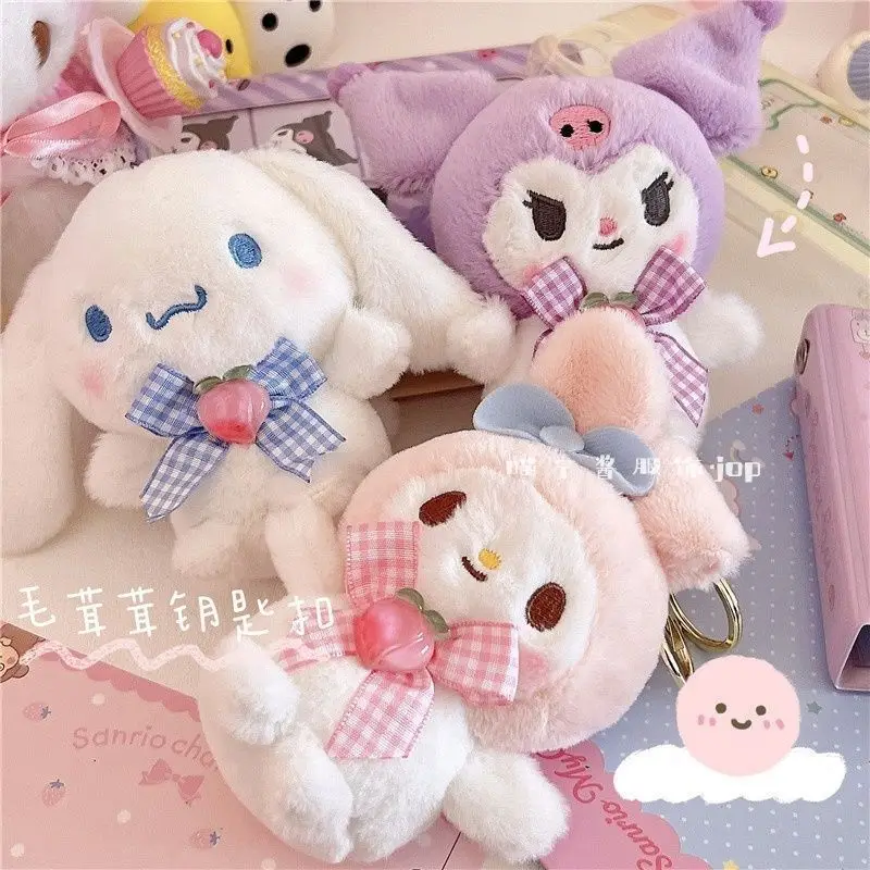 Kawaii Sanrio Plush Doll Toy Cute Cartoon Hello Kitty Kuromi My Melody Cinnamoroll Plushie Keychain Bags Pendant Decoration Gift