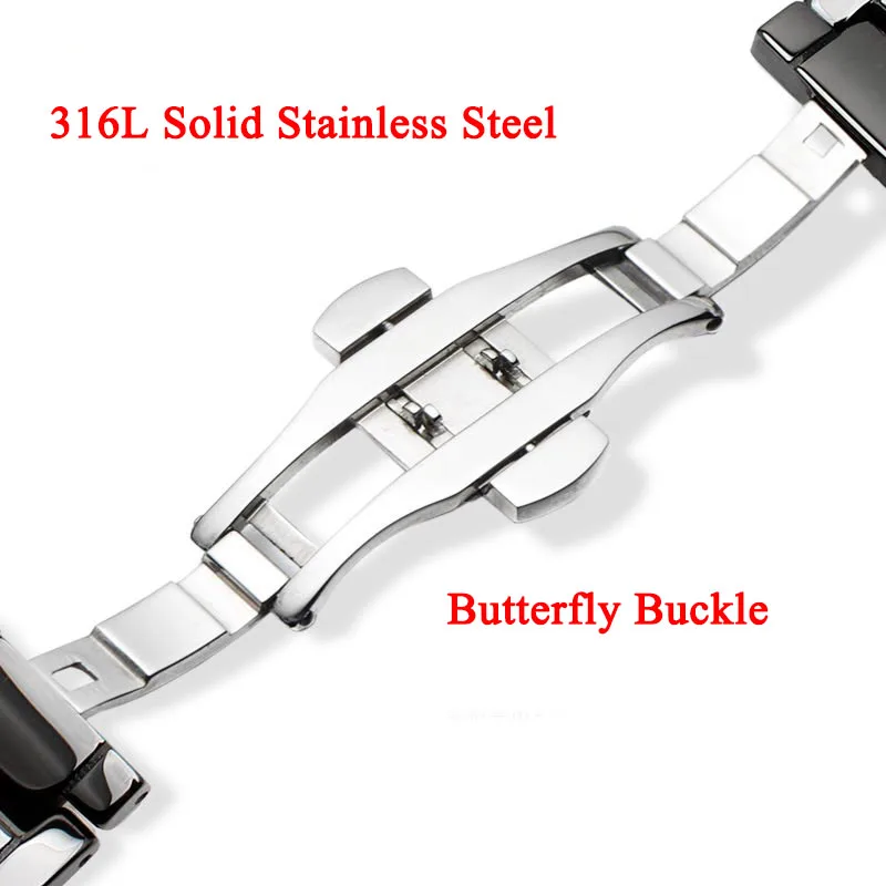 NEW Black White Gold Pearl Ceramics Watch Band 20mm For OMEGA X SWATCH Quick Release Watch Strap Bracelet Accessories Men Women