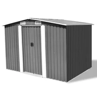 garden storage sheds galvanised steel outdoor tool shed patio decoration grey 257x205x178 cm