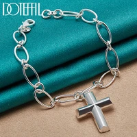 doteffil 925 sterling silver cross heart pendant bracelet chain for woman charm wedding engagement party fashion jewelry