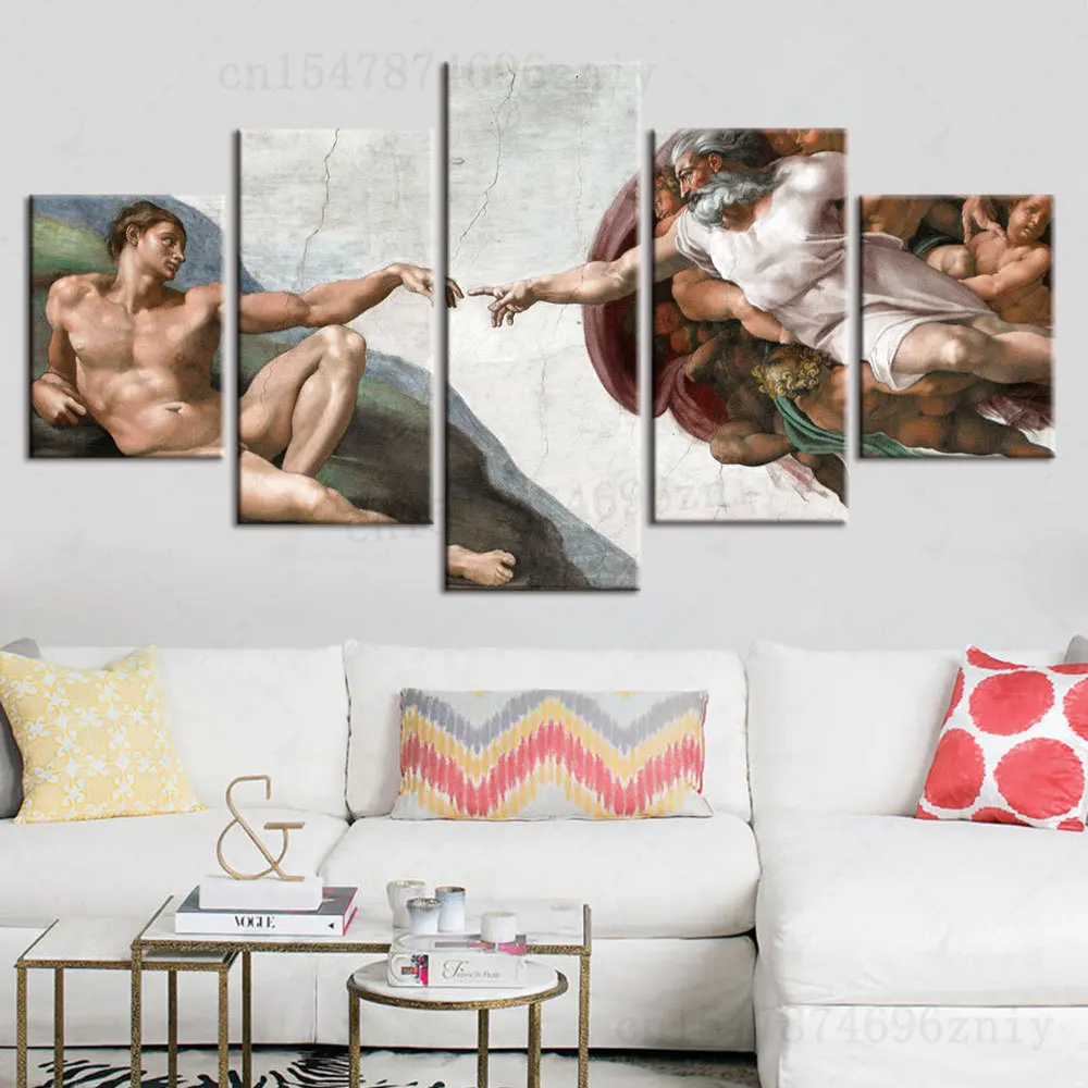 

Настенная картина из 5 панелей для христианской церкви, украшение религиозной фигуры, украшение с изображением Иисуса, Настенная роспись дл...