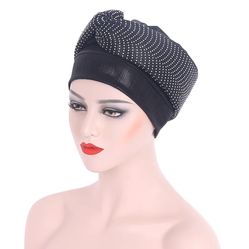 

2022 New Arrived Edge African Auto Gele Toque Turban Bonnet for Women Muslim Headscarf Hats Wedding Party Turbante Aso Oke