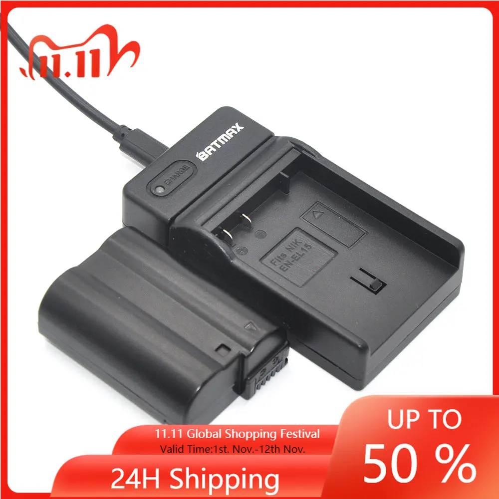 

Набор аккумуляторов EN EL15 ENEL15, 2 шт., цифровые аккумуляторы EN-EL15 и светодиодное зарядное устройство для Nikon D600, D800, D800E, D7000, D7100 V1 MH-25