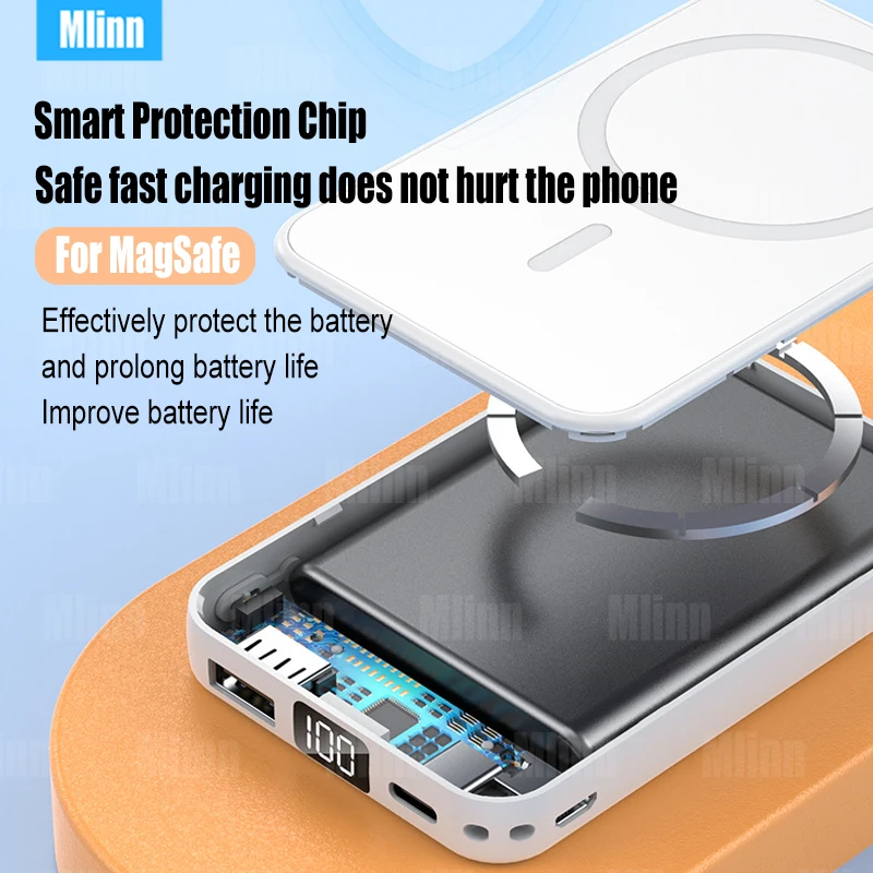 10000mAh Magnetic Wireless Power Bank For MagSafe Powerbank 20W Safe Portable External Spare Battery For MacSafe iPhone 14 13 12