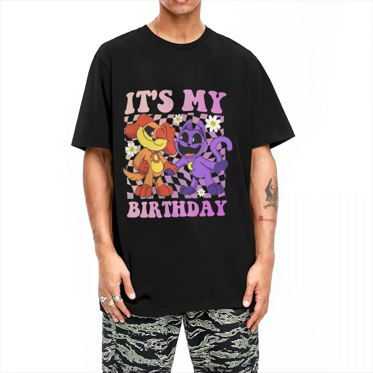 Женская/Мужская футболка из натурального хлопка с круглым вырезом