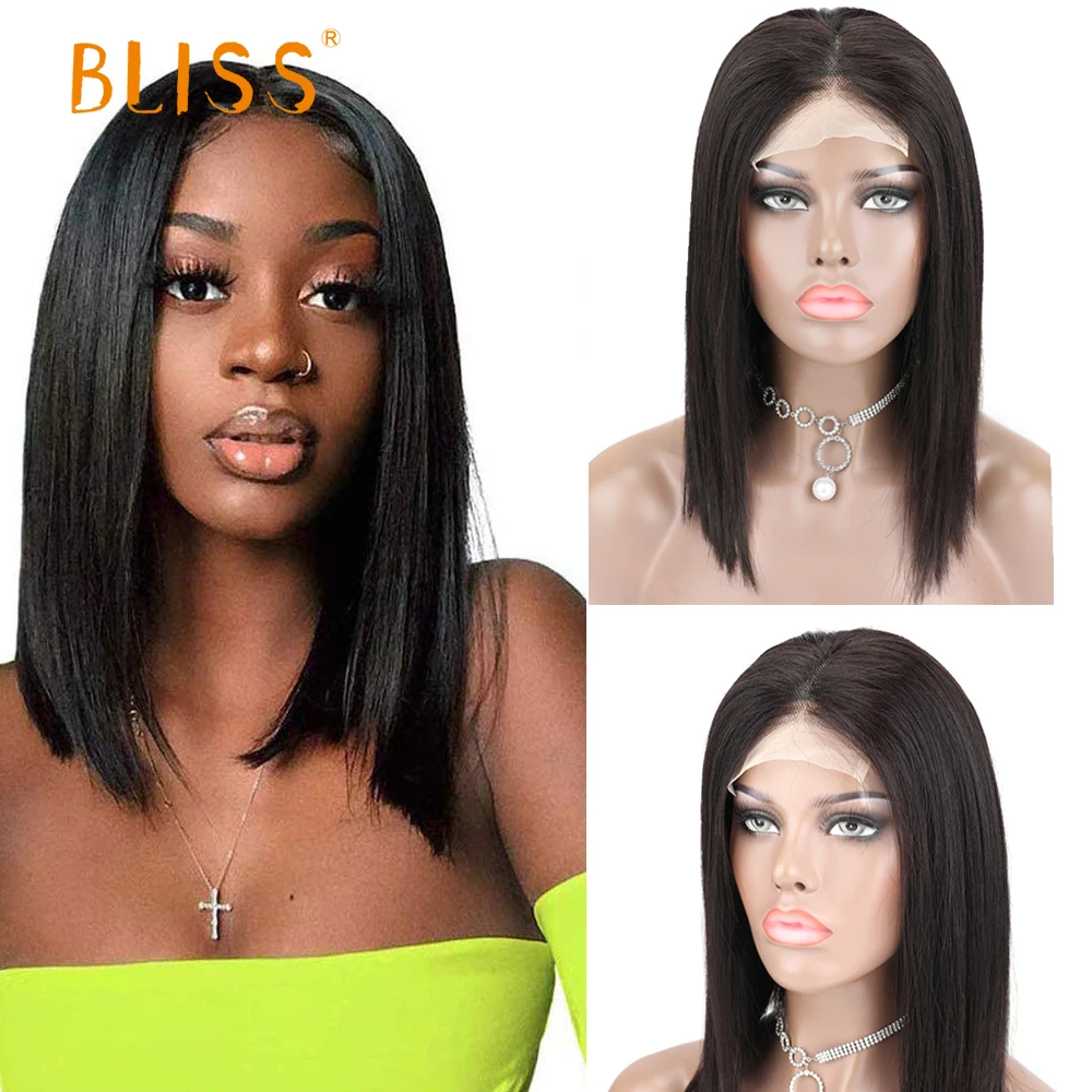 Human Hair Straight Bob Wigs for Black Women 12inch Brazilian Remy Hair Short Bob Lace Front Human Hair Wigs Natural Extensions