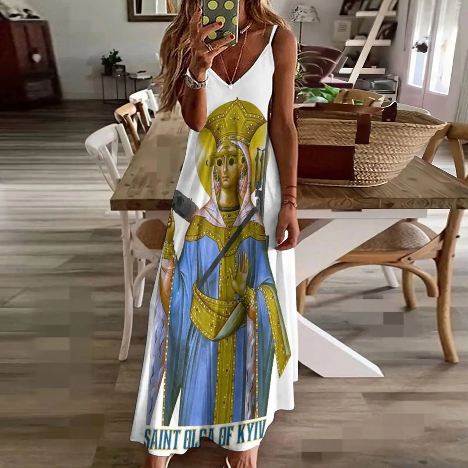 Saint Olga of Kyiv Платье без рукавов женские модные платья женская одежда корейский