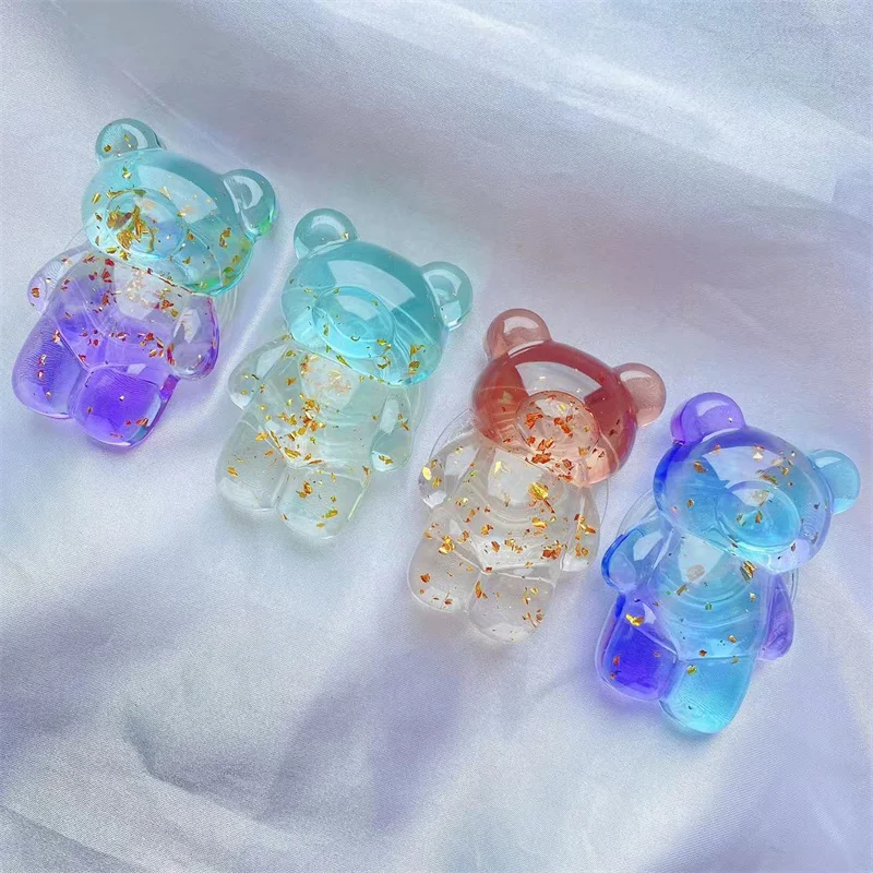 

INS 3D Gradient Color Bear Phone Stand Gold Foil Retractable Folding Grip for IPhone Samsung Xiaomi Phone Accessories