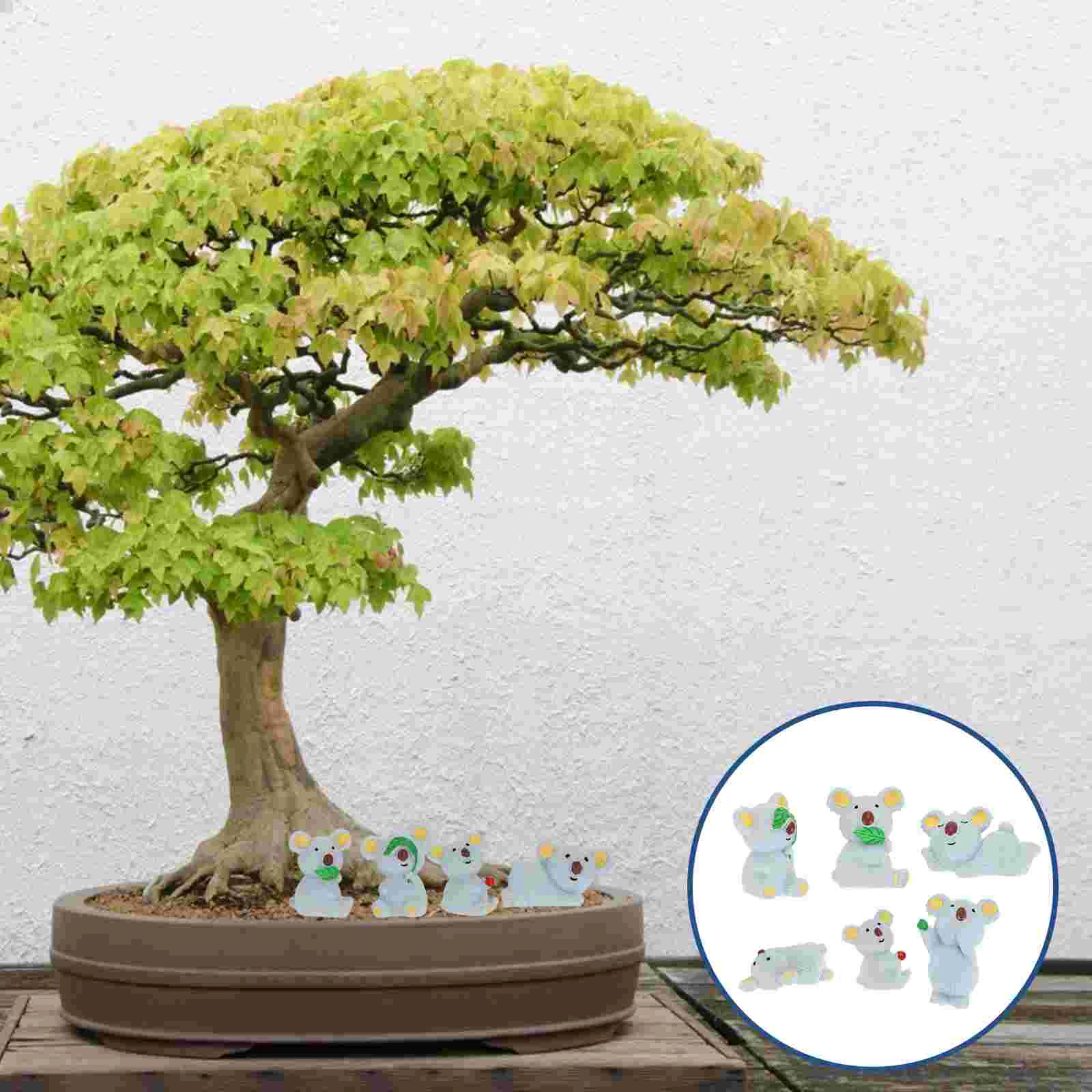 

6 Pcs Koala Toy Mini Statue Bonsai Decorations Miniature Toys Animal Glass Ornaments Miniatures Sculpture Micro Landscape