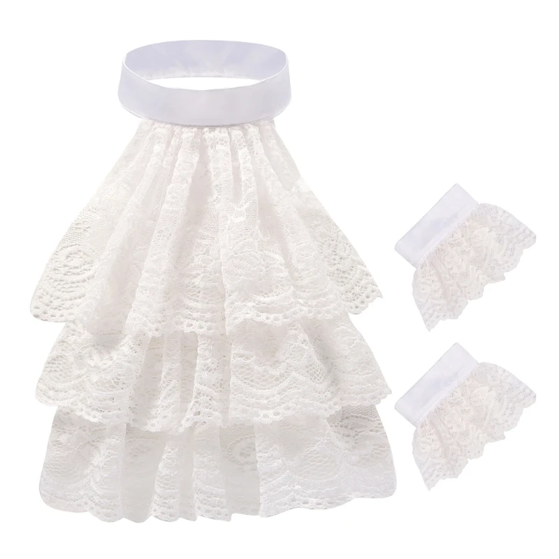 Викторианский колониальный жабо с кружевными рюшами и накладным воротником