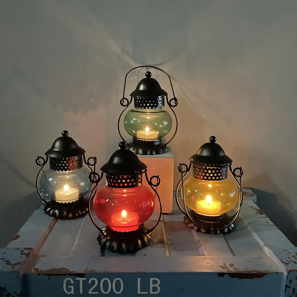

Electronic Candle Light 4-color Retro Iron Art Creative Imitation Kerosene Lamp For Home Decoration