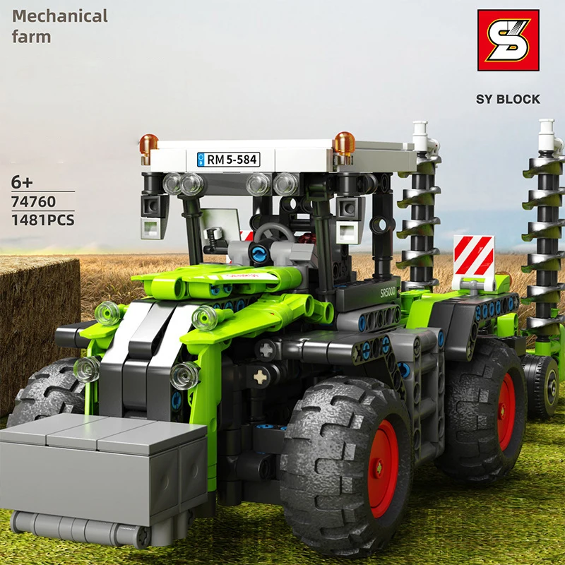 

Building Blocks 74760 Machinery Farm Tractor Assembled Boy Project Toy model 1481PCS Stable Structure Rich in Details кубическая