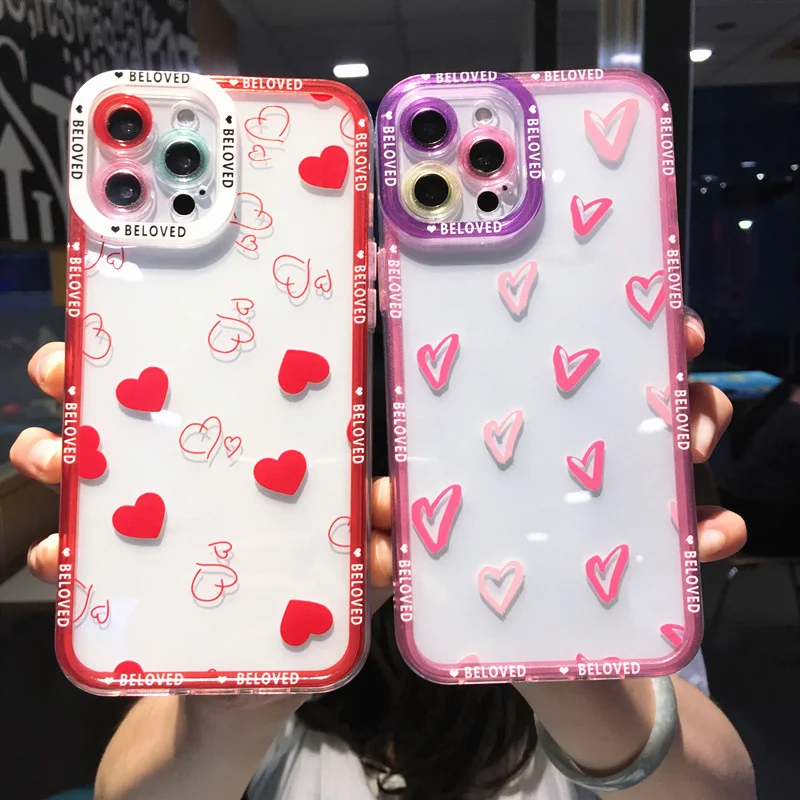 

Angel Eyes Protect The Lens Sweet Love Graffiti For iphone 11 12 13 Pro Max XS XR SE2 8 7 Plus Phone Case Silicone Soft Cover