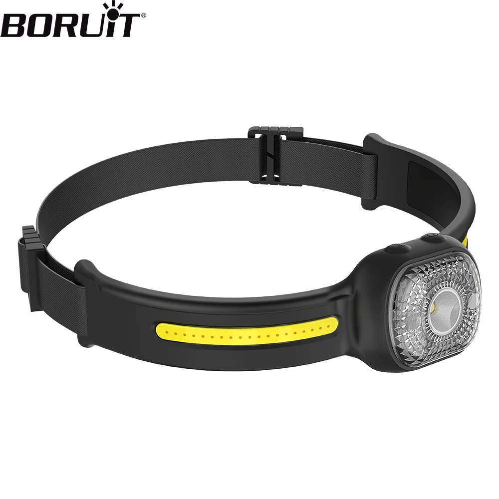 BORUiT GT20 LED Motion Sensor Mini Headlamp Type-C Rechargeable Work Light Headlight Waterproof Memory Camping Head Torch