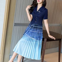 miyake pleated dress womens summer 2022 new style temperament stitching high grade sense suit skirt