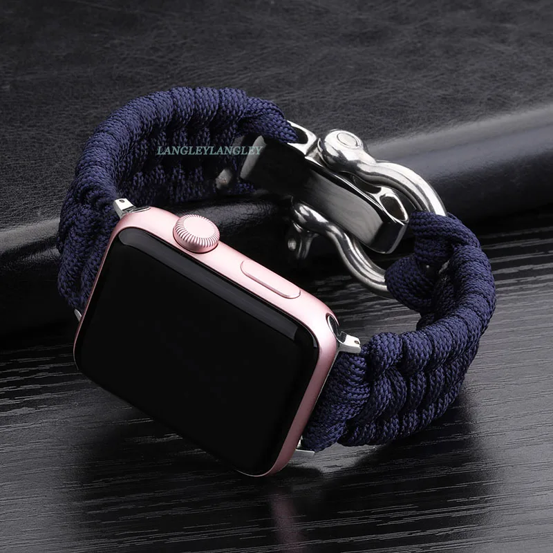 Nylon Rope Strap For Apple Watch8 7 6 SE 5 4 41 45mm 49mm Paracord Sport Bracelet for iWatch 38 42 40 44mm Survival Outdoor Band