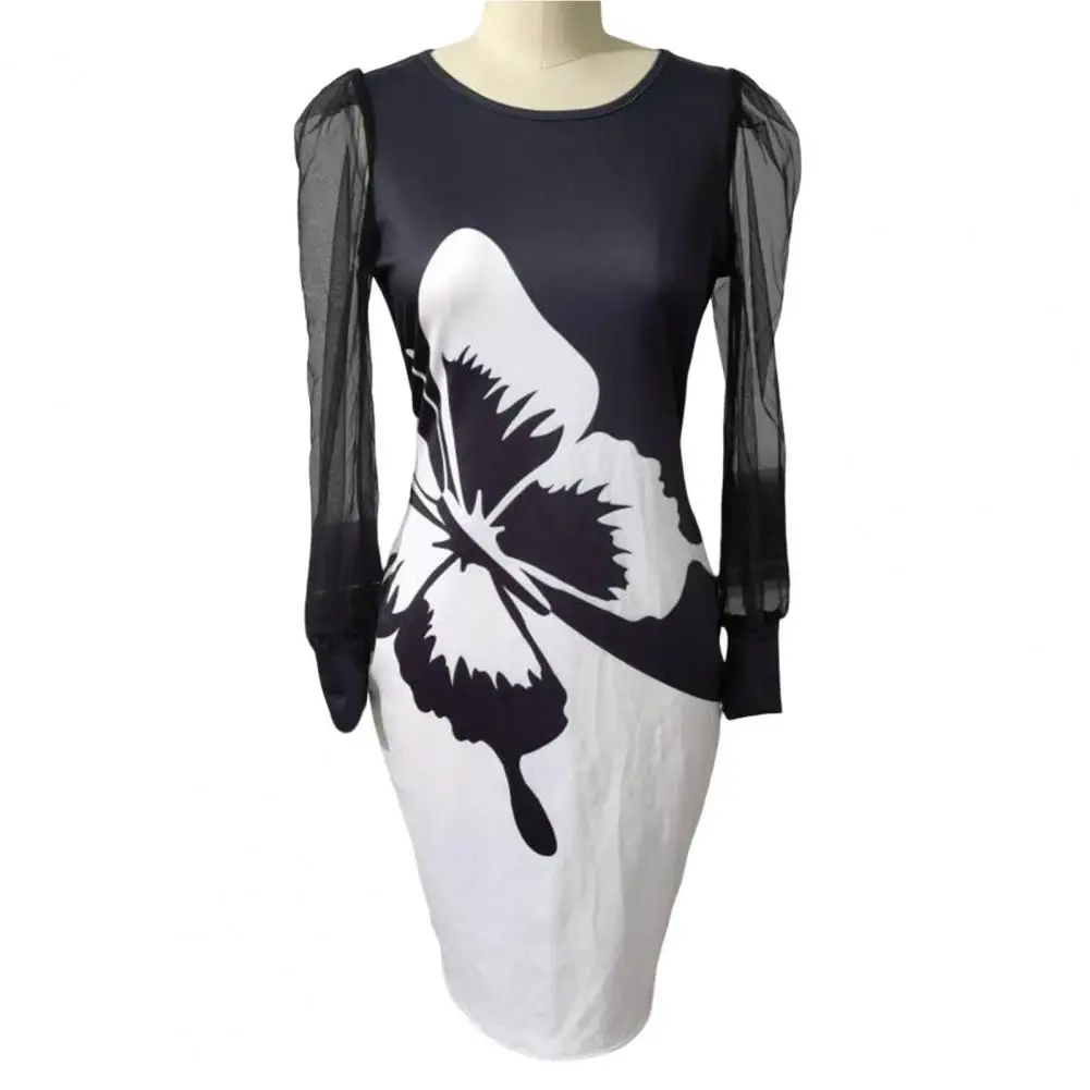 

High-Waist Skin-touching Elegant Digital Printing Bodycon Party Pencil Midi Dress Female Clothing
