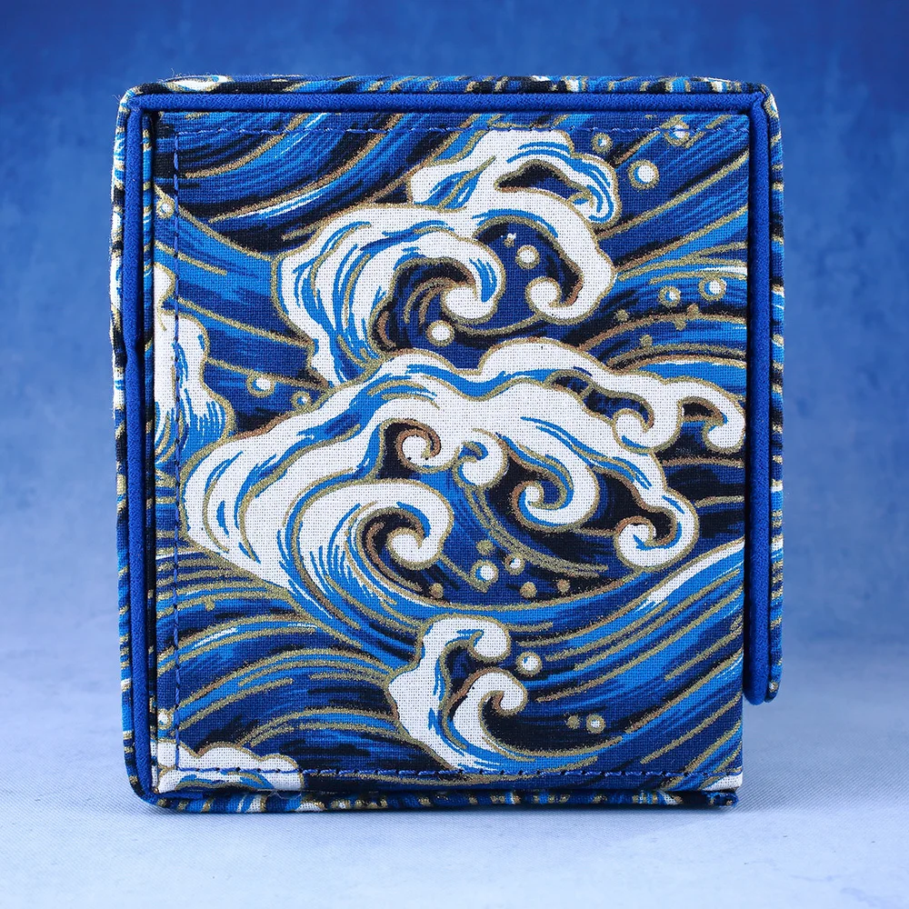 Фото Gacha Deck Box Trading Storage Box TCG Commander Магнитная коробка из искусственной кожи Wave Blue Японская золотая фольга с принтом для карты PTCG YGO в подарок №5