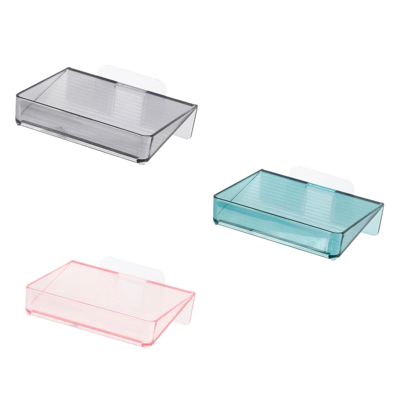 

Transparent Adhesive Soap Dish No Drilling Soap Holder with Drain for Bathroom Kitchen Sink Strong Bearing Drop Shipping