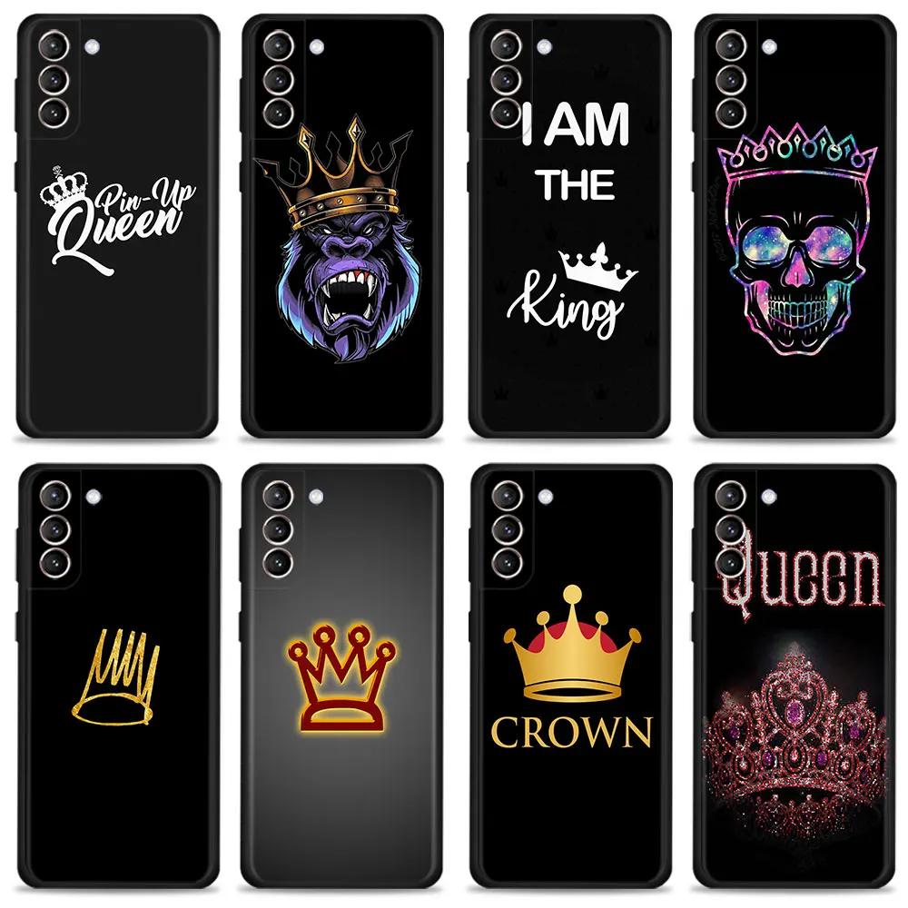 

Phone Coque For Samsung Galaxy S10e S8 S22 Ultra 5G S10 S7 S20 FE 2022 S9 S21 Plus Print Matte King Queen Crown Princess Crown