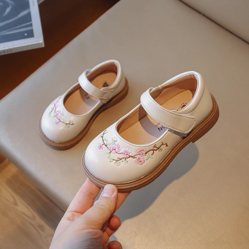

Baby Girls Leather Shoes Spring Autumn Children Princess Party Shoes Soft-soled Fashion Embroidered Student Shoes Size 21-35