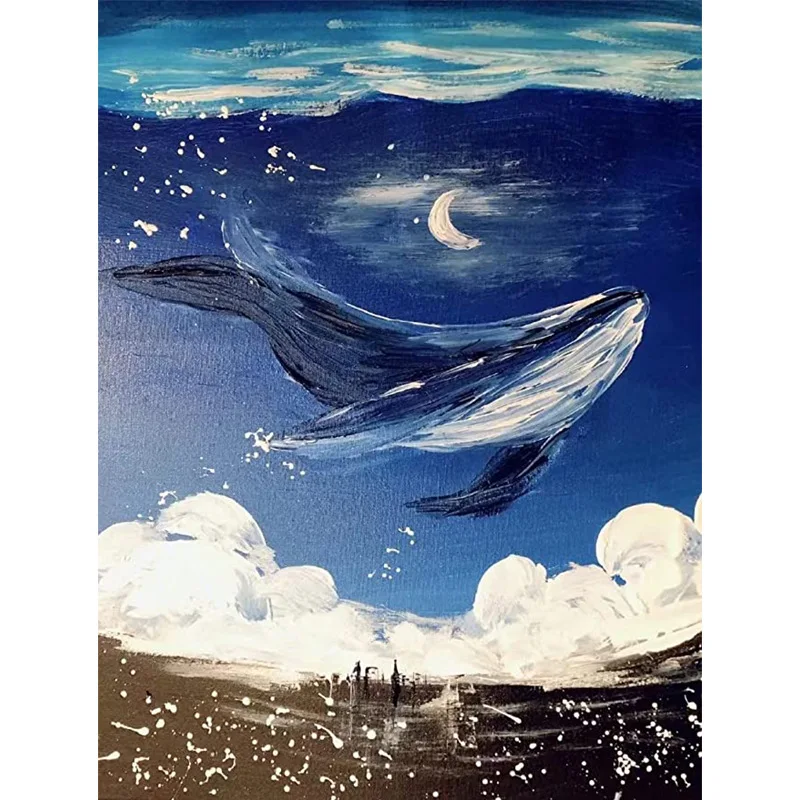 

5dDiamond Painting Starry Sky Whale round Diamond Full DiamonddiyDiamond Embroidery Handmade Spot Drill Decorative Painting