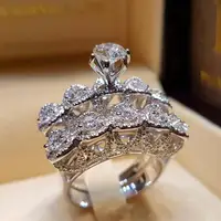 HOYON A pair S925 sliver Color diamond Style Couple Ring fashion Jewelry Bizuteria Anillos for Women Bizuteria Wedding ring