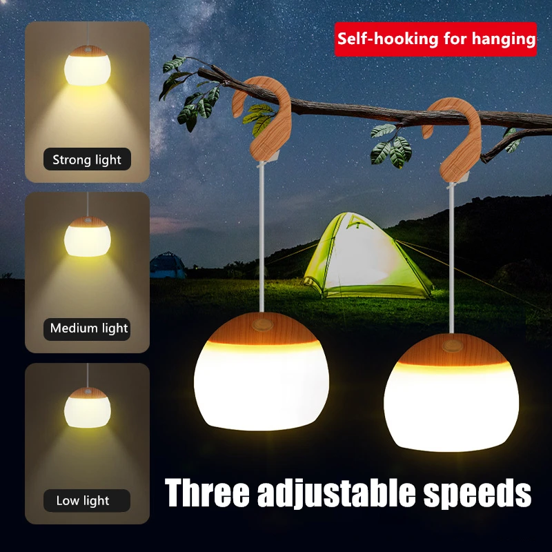 

Mini Retro Camping Lantern USB Rechargeable Hanging Hook Night Light Battery Powered,Tent Table Light For Outdoor Emergency