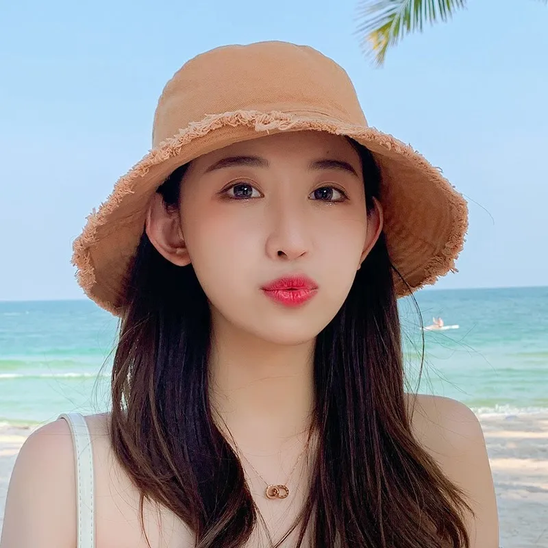 Edge Cowboy Fisherman Cap Female Grinding Edge Hat Solid Color Retro Hundred Take Wide Brim Basin Cap Free Shipping Gorras