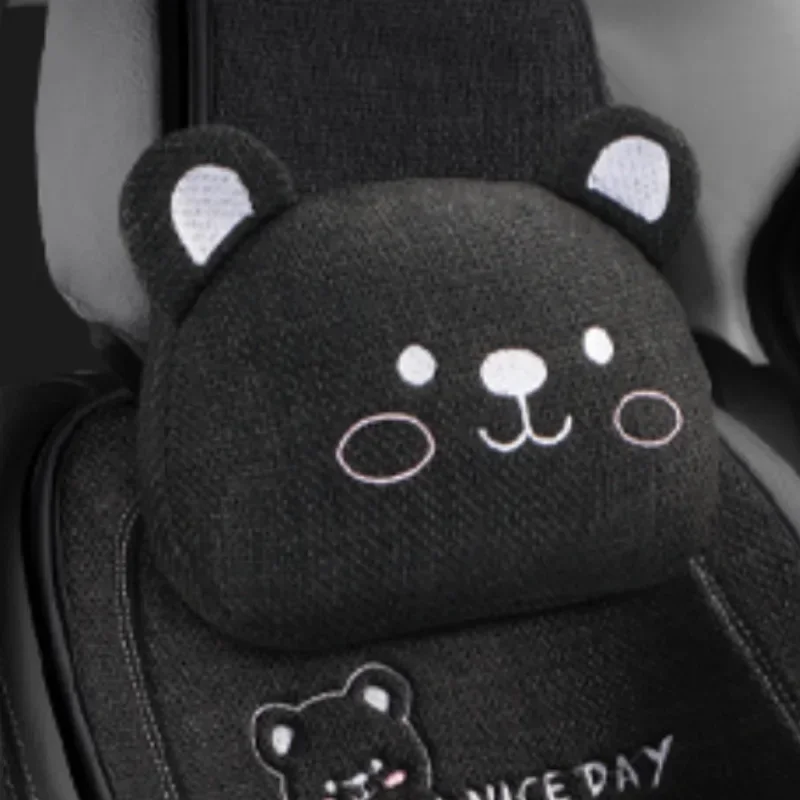 

2024, подушка для автомобильного сиденья с мультяшным медведем, льняная дышащая пыленепроницаемая модная подушка для автомобильного сиденья, аксессуары для интерьера, универсальные