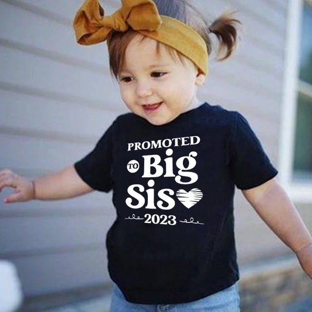 Promoted To Big Sister 2023 Kids T-Shirt Children T Shirt Baby Announcement Top Outfit Toddler T Shirt Summer Casual Clothes Tee 1