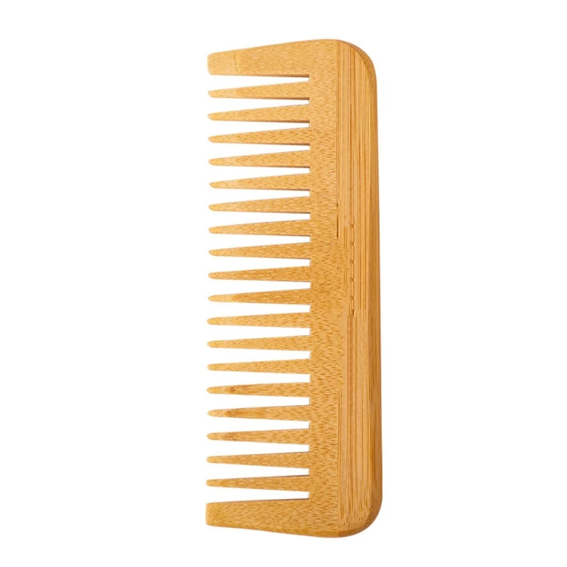 

Натуральная бамбуковая деревянная расческа с широкими зубьями Антистатическая расческа для ухода за волосами здоровая расческа массажер ...
