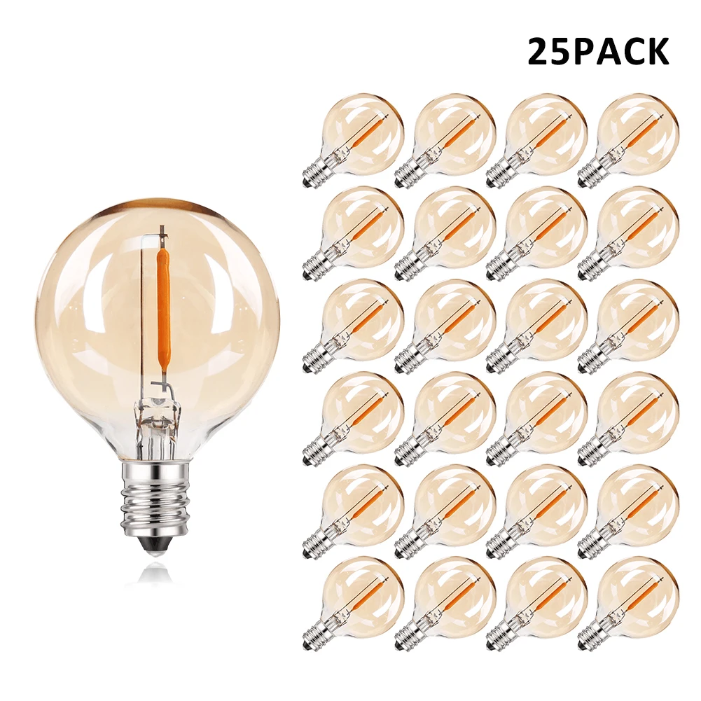 

25PCS Винтаж E12 Led Лампочка для Гирлянды G40 1W Декоративные Струнные Лампочки для Дома Equvalent 5W Накаливания Ampoule Horticole