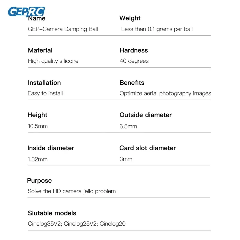 6 шт. демпфирующий шарик для камеры GEP пересекаемый на 40 градусов Cinelog35 V2 Cinelog25