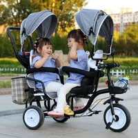 Tricycle Children's Double Car Large Two-seat Three-wheeled Twin Stroller Double Child Stroller Pedal Bicycle Baby Stroller