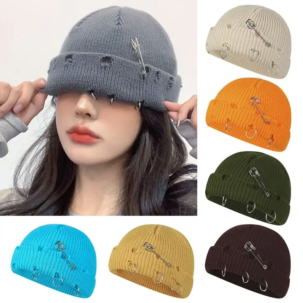 Модная зимняя теплая вязаная шапка мягкая Толстая шерстяная однотонные
