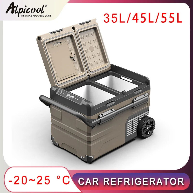Alpicool Portable Car Refrigerator 35L/45L/55L Double Door Compressor Ice Box Home Use Fast Cool Freezer APP Control Outdoor