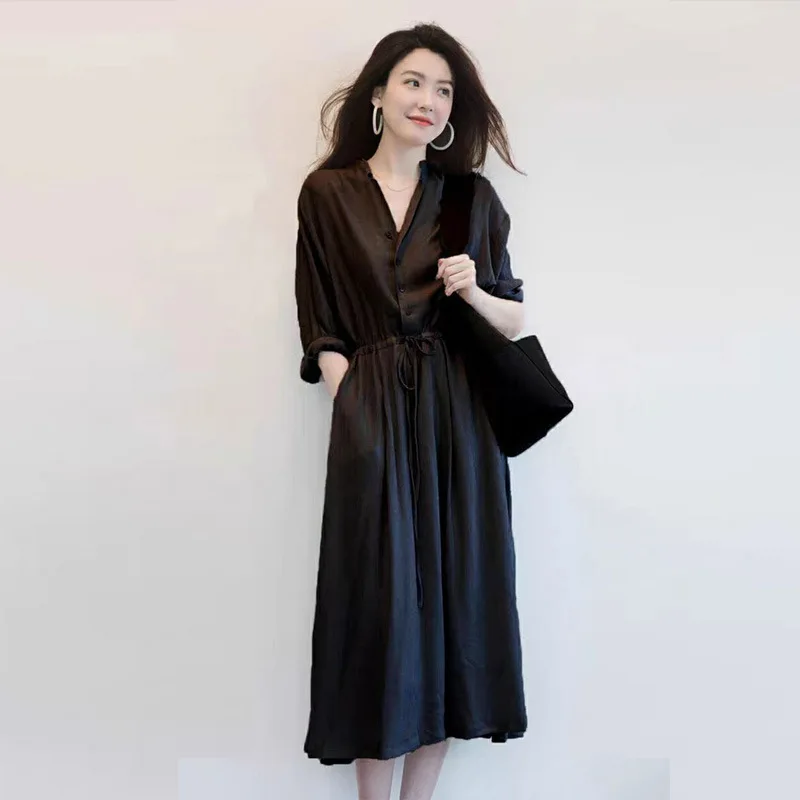 

Large Size Women's Fat Mm Dress 2023 Spring/summer New Sister Covers Belly To Show Thin Waist Temperament French Long Skirt