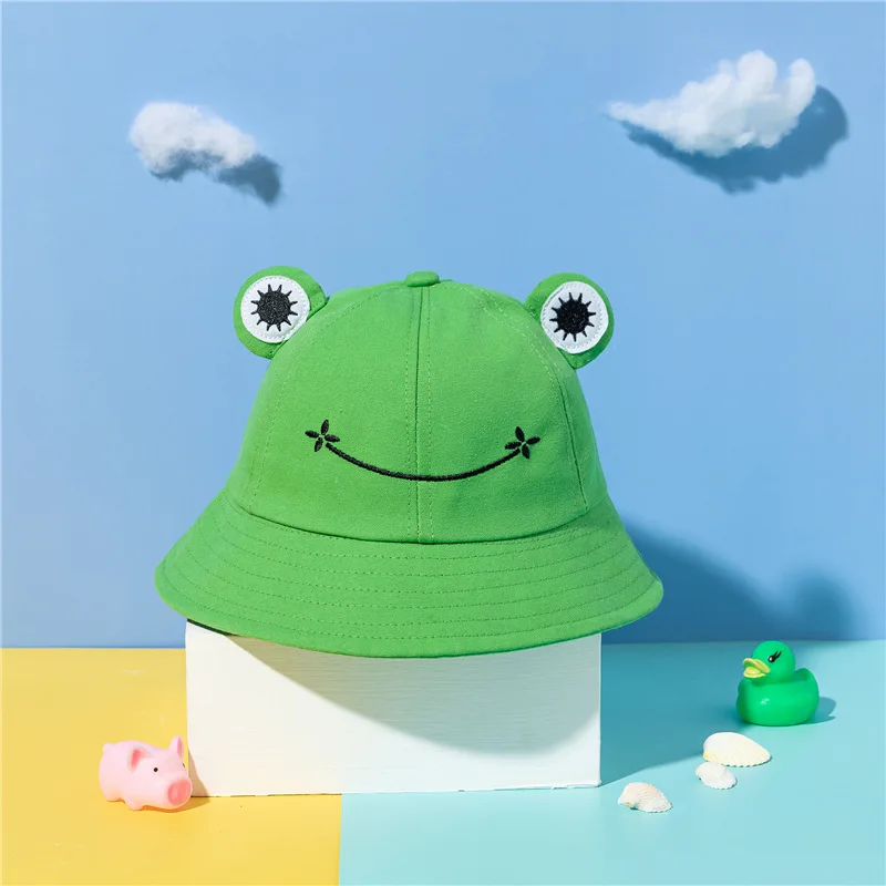 

Cute Frog Bucket Hat for Women and Kids Summer Plain Female Sun Hat Outdoor Hiking Beach Fishing Cap Sunscreen Woman Sunhat