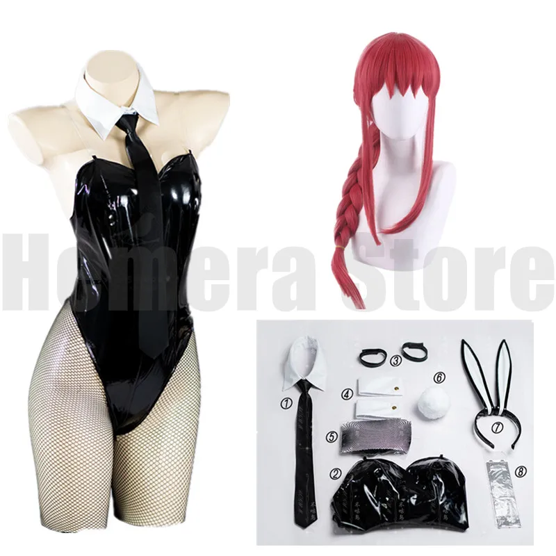 

Chainsaw Man Cosplay Makima Cosplay Bunny Suit Girl Cosplay Costume Leather Jumpsuit Halloween Cosplay Outfit Outfit Wig