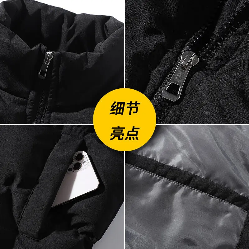 Cotton coat for men in autumn and winter, bread coat, port style, loose, stand collar, cotton coat, and cotton padded jacket