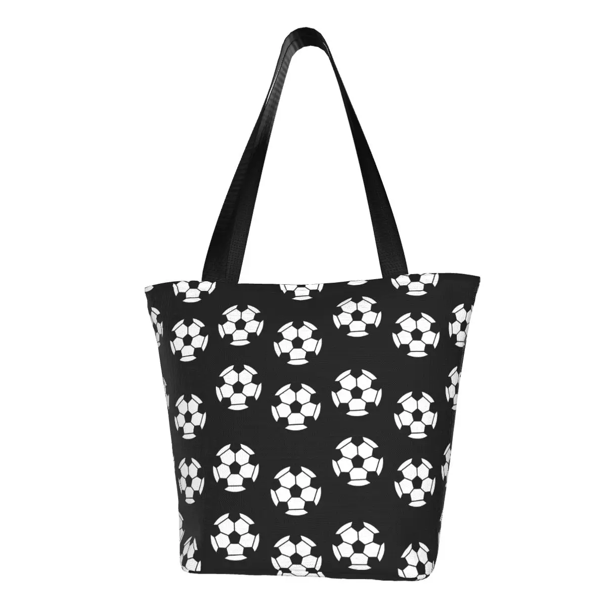 

Сумка-шоппер с футбольным мячом, черно-белая сумка через плечо, женская уличная одежда, тканевая сумка-тоут, многоразовые сумки с принтом