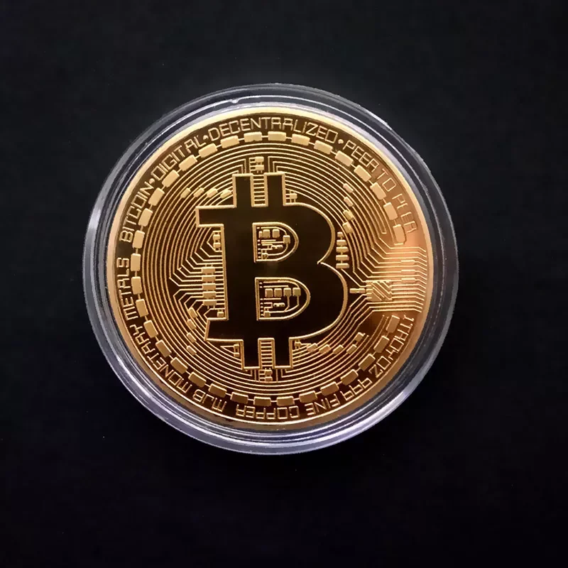 

Gold Plated Bitcoin Coin Collectible Art Collection Gift Physical commemorative Casascius Bit BTC Metal Antique Imitation