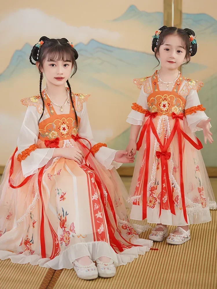 Летнее платье принцессы Hanfu для девочек детская одежда детский костюм косплея