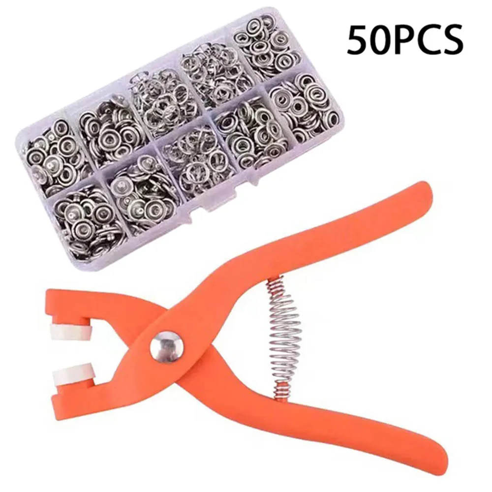 

Plier Tool 50/100 Set Metal Sewing Buttons Hollow/Solid Prong Press Studs Snap Pression Fasteners for Installing Clothes Bags