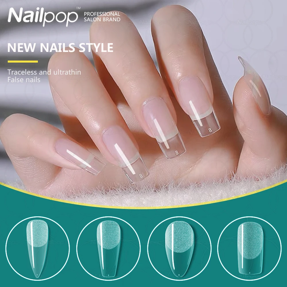 Накладные ногти Nailpop с полным покрытием полуматовый миндаль/квадратный короткий