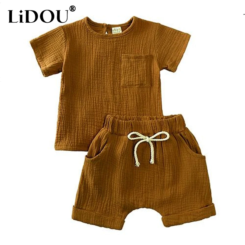 

2023 New Korean Fashion Summer Children's Sets Solid Color Creative Sports Chic Loose Casual Hipster Cute Kawaii Sweet Clothes