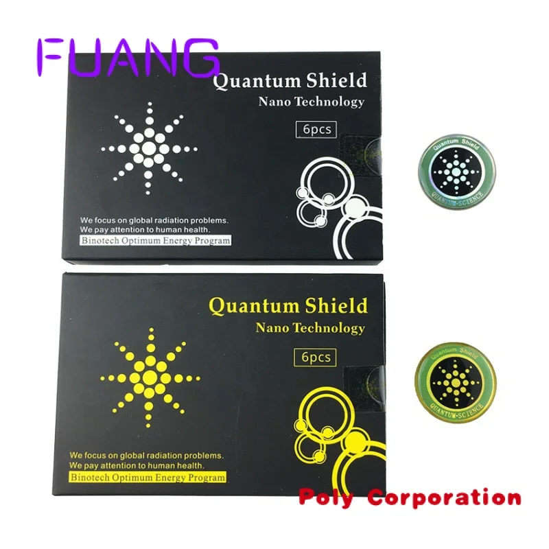 

Custom Scalar energy Quantum shield anti radiation protection for mobile phone, 6pcs /box. gold and silver color OEM acceptanc