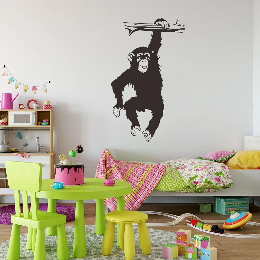 

Black Wall Sticker Orangutan Carving Presents Transfer Film Black Ape Bedroom Living Room Kindergarten Door Sticker